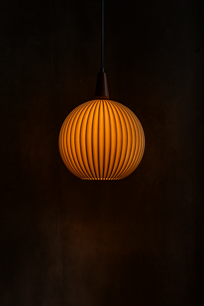 Luna Sphere Pendant Lamp – Modern Ribbed Globe Light | Custom Colors