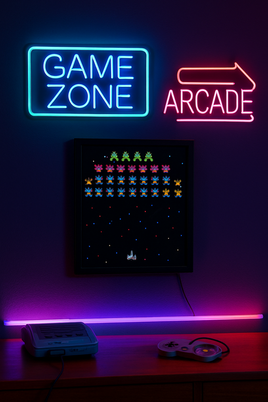 Galaga Arcade Wall Lamp - Φωτιζόμενο Κάδρο Retro Gaming | Διακόσμηση 8bit & Δώρο για Gamers