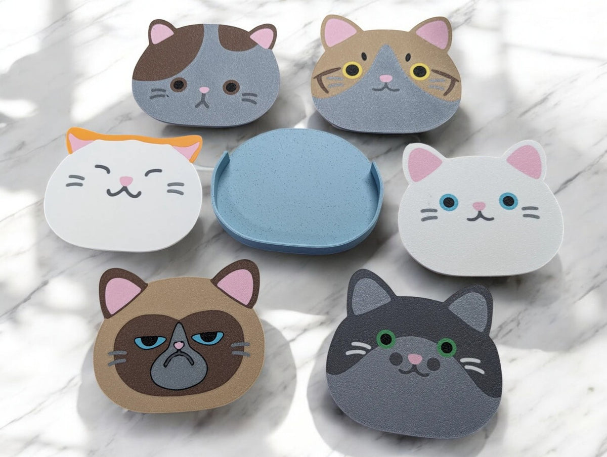 Cat Face Coasters - Bring Feline Charm to Your Tabletop! 🐱