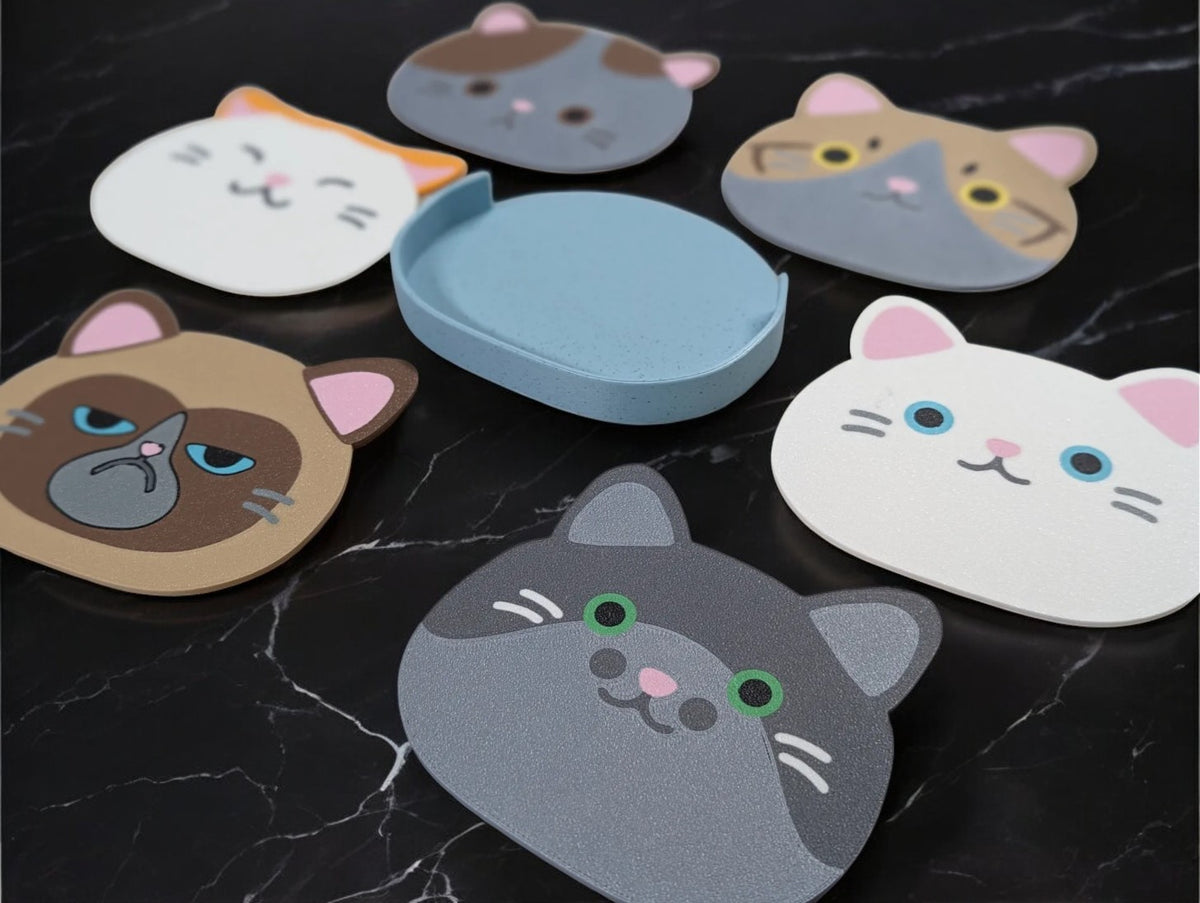 Cat Face Coasters - Bring Feline Charm to Your Tabletop! 🐱