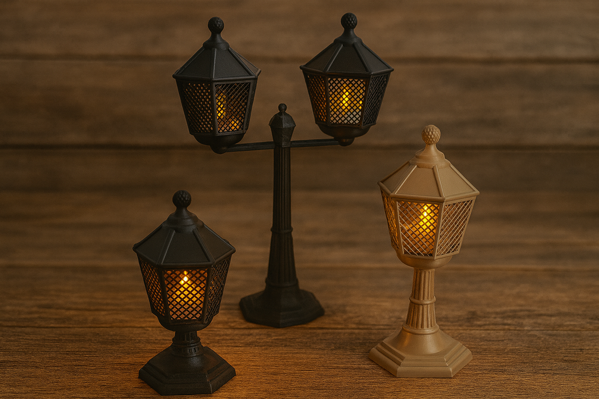 Vintage Street Lantern Candle Holder Set – Victorian Style Miniature Lamps | Retro Townhouse Decor Gift