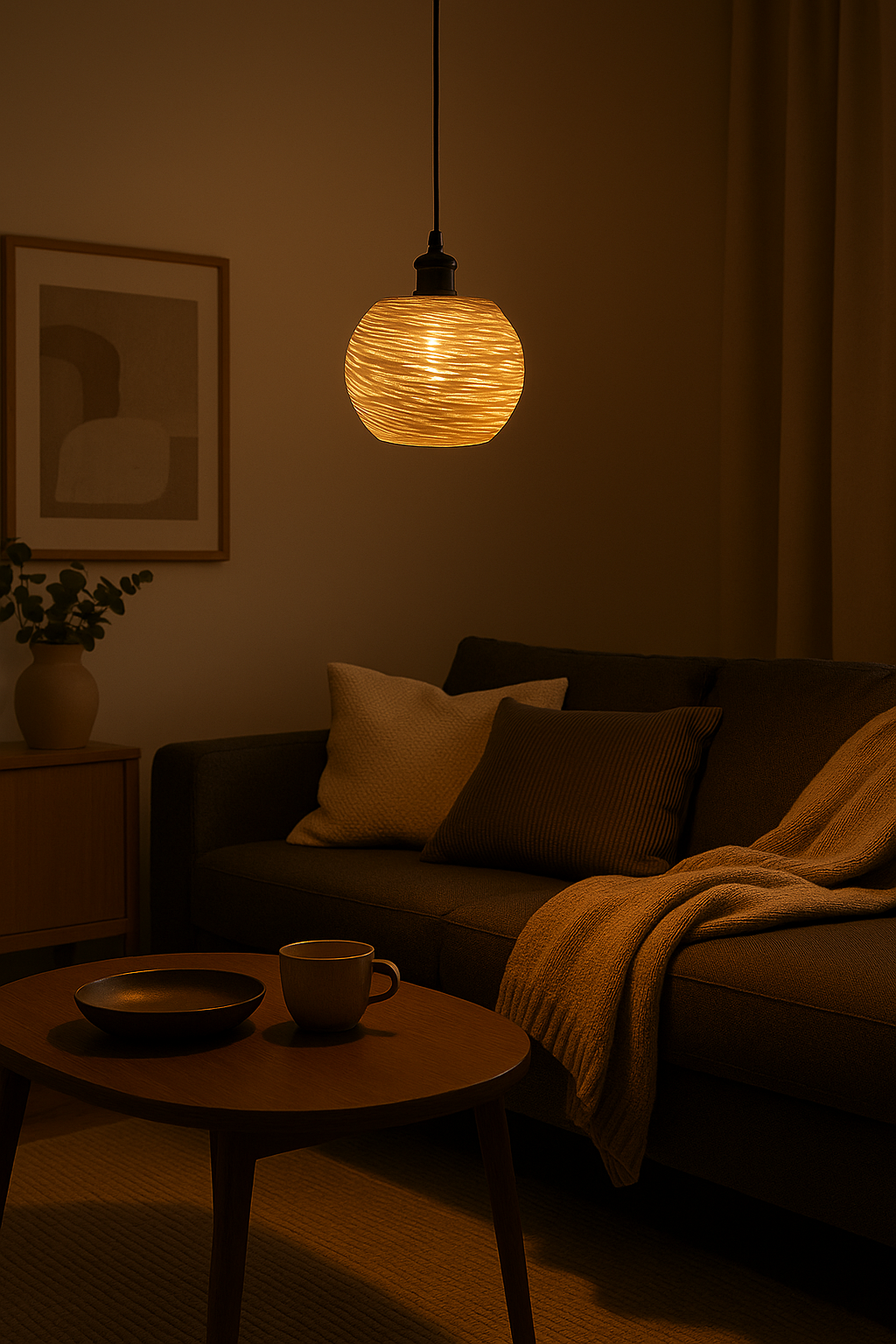 Amber Weave Pendant Lamp – Intricate Woven Texture Ceiling Light | Custom Colors