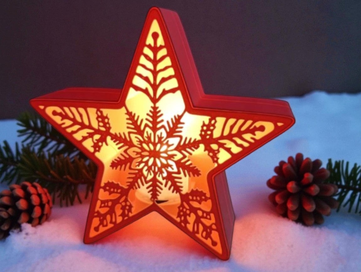 Christmas Star Candle Holder | Festive LED Tealight Decor