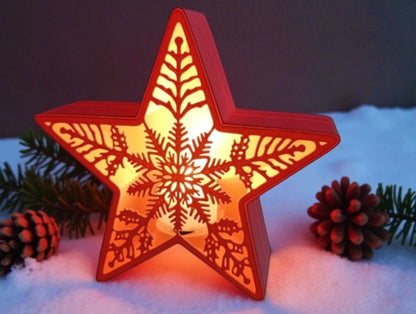 Christmas Star Candle Holder | Festive LED Tealight Decor
