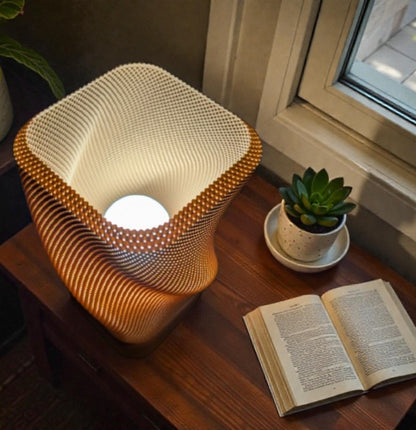 Helix Glow Twisted Table Lamp – Modern Woven-Texture Mood Light | Contemporary Desk Decor