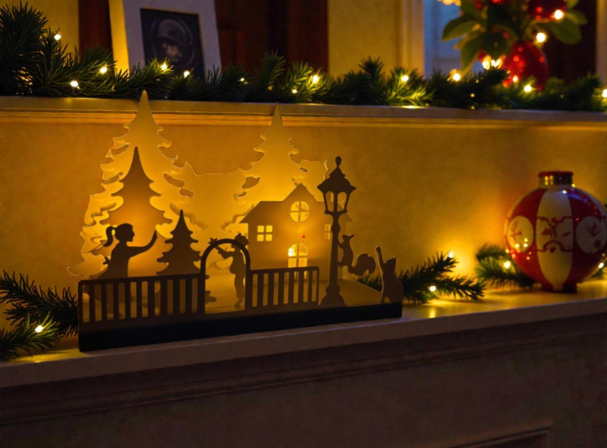Christmas Village Candle Holder Decor
