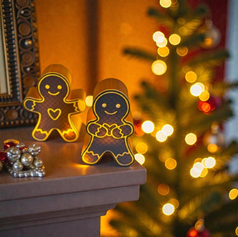 Gingerbread Candle Holder Set – Christmas Decor
