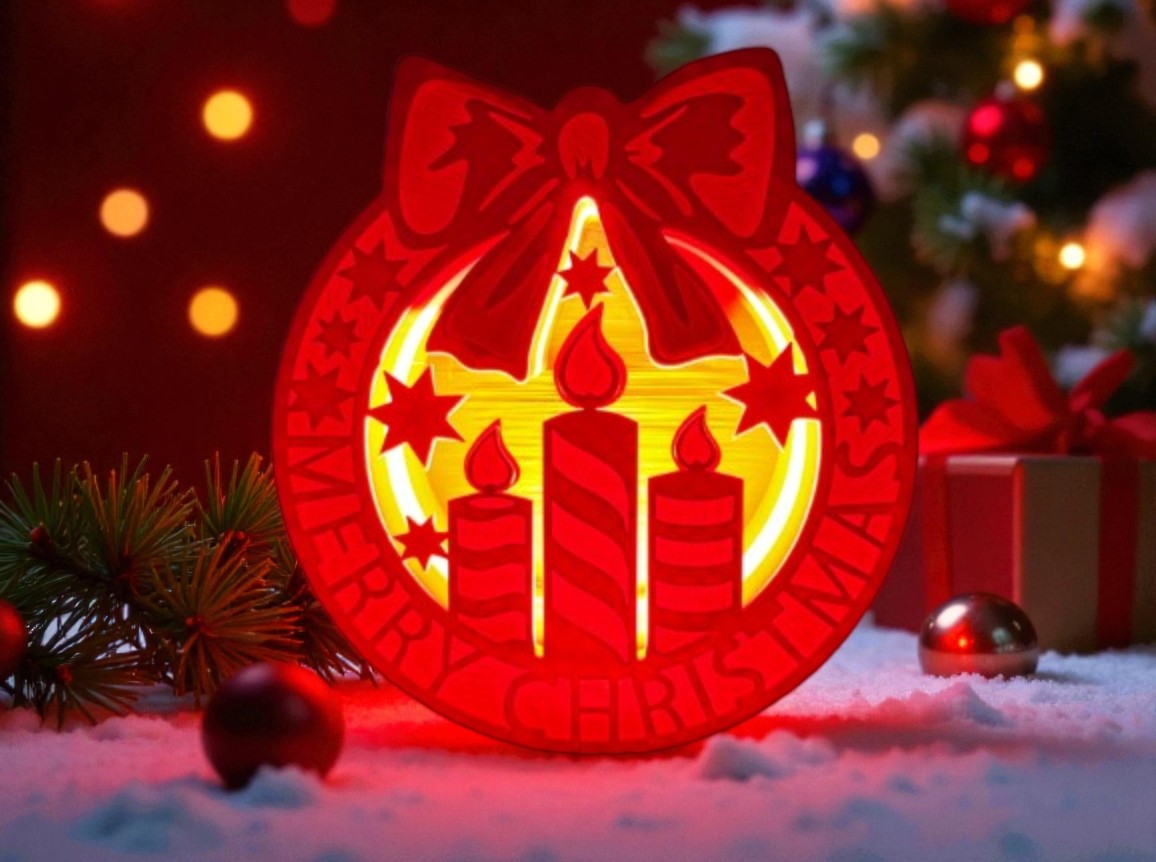 Merry Christmas Candle Trio Lightbox | Festive LED Table Lamp