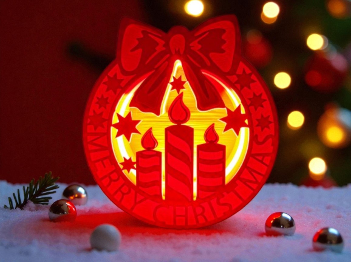 Merry Christmas Candle Trio Lightbox | Festive LED Table Lamp