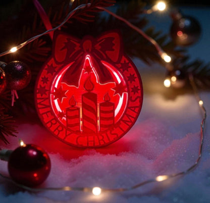 Merry Christmas Candle Trio Lightbox | Festive LED Table Lamp