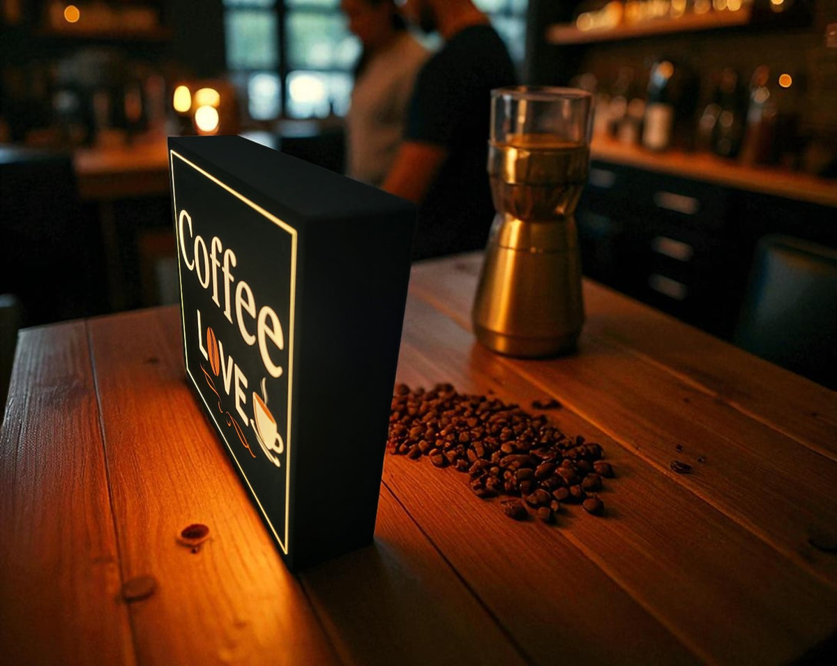 Lightbox Coffee Love – Επιτραπέζιο Φωτιστικό  για Καφετέριες & Σπίτι