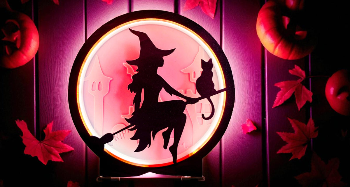 Φωτιστικό Halloween Witch Lightbox – Διακοσμητικό Φως Μάγισσας για τη Νύχτα του Halloween