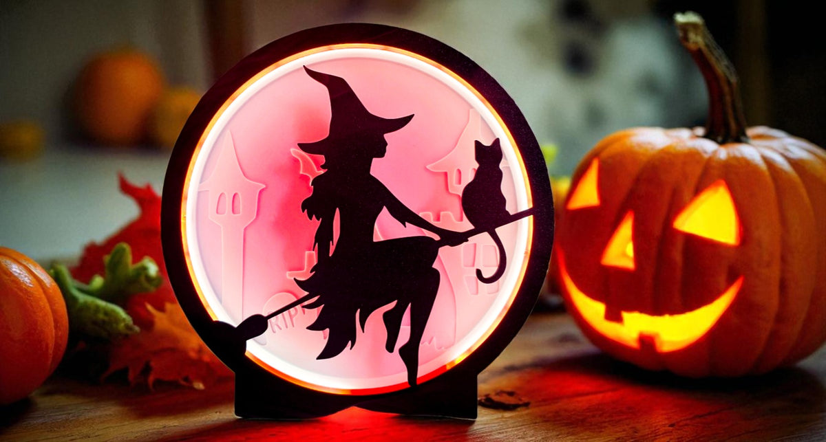 Φωτιστικό Halloween Witch Lightbox – Διακοσμητικό Φως Μάγισσας για τη Νύχτα του Halloween